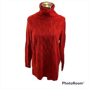 Ladies Sonoma Brans Super Soft Burnt Orange Tunic Style Turtleneck Sweater Large